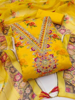 embroidered floral dress material set with dupatta 2