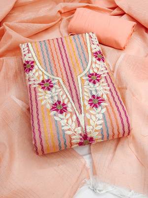 embroidered floral dress material set with dupatta 2