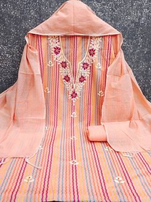 embroidered floral dress material set with dupatta 3