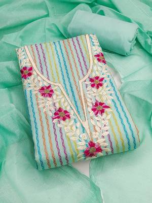 embroidered floral dress material set with dupatta 2