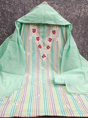 embroidered floral dress material set with dupatta 3