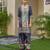 Dark blue chinon chiffon abstract print festive & party co-ord set