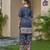 Dark blue chinon chiffon abstract print festive & party co-ord set