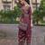 Maroon chinon chiffon abstract print festive & party co-ord set