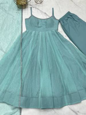Aqua Blue Anarkali Suit with Dupatta 5