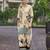 Beige chinon chiffon floral printed festive & party co-ord set