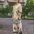 Beige chinon chiffon floral printed festive & party co-ord set