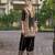 Black chinon chiffon abstract print festive & party co-ord set