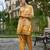 Yellow chinon chiffon floral printed festive & party co-ord set