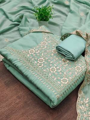 turquoise embroidered suit     perfect for festive & wedding occasions 2