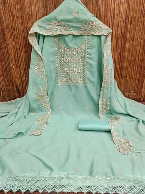 turquoise embroidered suit     perfect for festive & wedding occasions 3