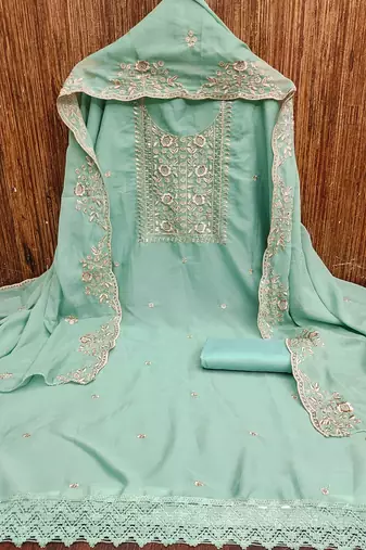 turquoise embroidered suit     perfect for festive & wedding occasions