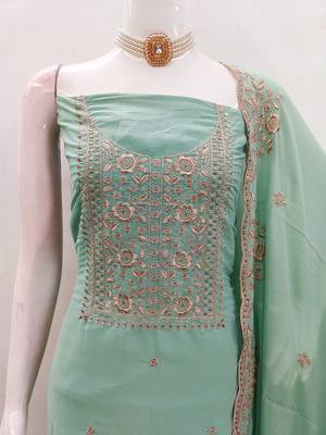 turquoise embroidered suit     perfect for festive & wedding occasions 4