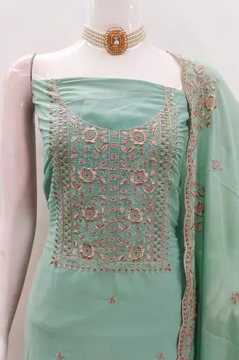 turquoise embroidered suit     perfect for festive & wedding occasions