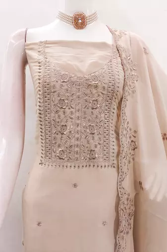 beige embroidered suit     perfect for festive & wedding occasions