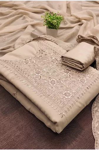 beige embroidered suit     perfect for festive & wedding occasions