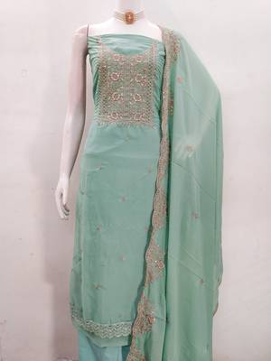 turquoise embroidered suit     perfect for festive & wedding occasions 5