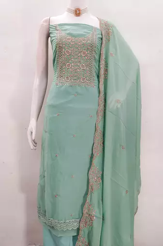turquoise embroidered suit     perfect for festive & wedding occasions