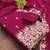Exquisite embroidered suit set featuring floral threadwork and scalloped border dupatta