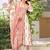 Cotton cream & red printed anarkali kurta with pants & mul dupatta set of 3