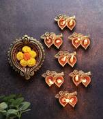 The handicraftian 2 leaf diya set of 12