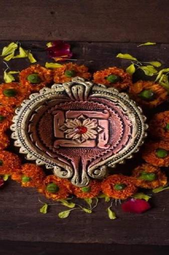 The handicraftian large swastik diya set of 2
