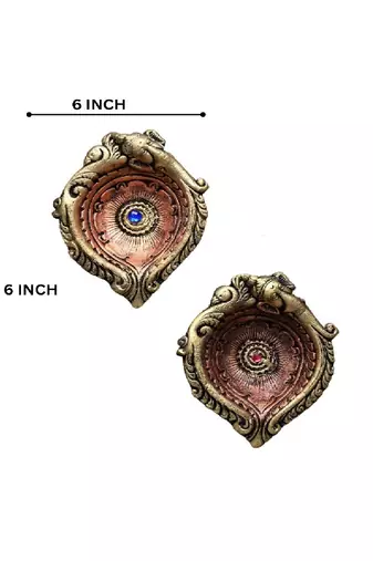 The handicraftian large elephant diya set of 2