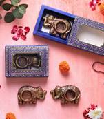 The handicraftian elephant t light set of 4