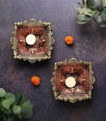The handicraftian large chaarmukhi diya set of 2