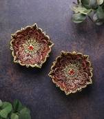 The handicraftian large panchmukhi diya set of 2
