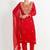 Red 'sheeshmahal' hand embroidered silk crepe womens  suit- set of 3