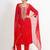 Red 'motimahal' hand embroidered silk crepe womens  suit- set of 3