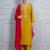 Mustard  yellow 'amber glow' hand embroidered silk crepe womens  suit- set of 3
