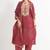 Chocolate maroon 'hawa mahal' hand embroidered crushed tissue organza   womens  suit- set of 2