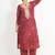 Chocolate maroon ' rang mahal' hand embroidered crushed tissue organza  womens  suit- set of 2