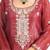 Chocolate maroon ' rang mahal' hand embroidered crushed tissue organza  womens  suit- set of 2