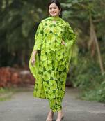 Green Cotton Straight Style Kurti Pant with Dupatta