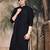 Black silk blend embroidered kurta pajama for mens
