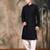 Black silk blend embroidered kurta pajama for mens