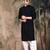 Black silk blend embroidered kurta pajama for mens