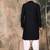 Black silk blend embroidered kurta pajama for mens