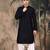 Black silk blend embroidered kurta pajama for mens