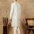 Off white silk blend embroidered kurta pajama for mens