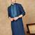 Blue cotton embroidered kurta pajama for mens