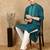Firozi cotton embroidered kurta pajama for mens