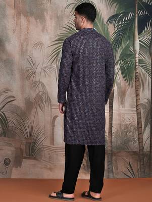grey cotton sequins kurta pajama for mens 4