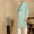 Green cotton embroidered kurta pajama for mens