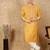 Mustard cotton embroidered kurta pajama for mens