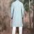 Sky blue rayon sequins kurta pajama for mens