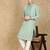 Green cotton embroidered kurta pajama for mens